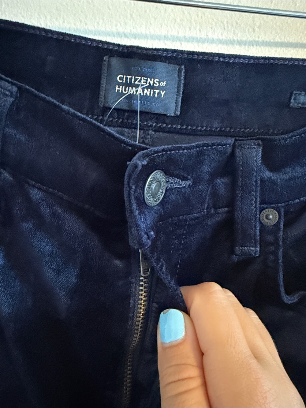 Citizens of Humanity Paloma Baggy Wide Leg Velvet Pants Women 27 Royal Navy NWT - Picture 7 of 11